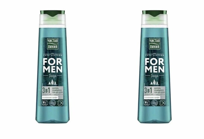 Шампунь Чистая Линия For Men 3в1 Taiga Энергия и Чистота 400 мл 1/12 KP-2759