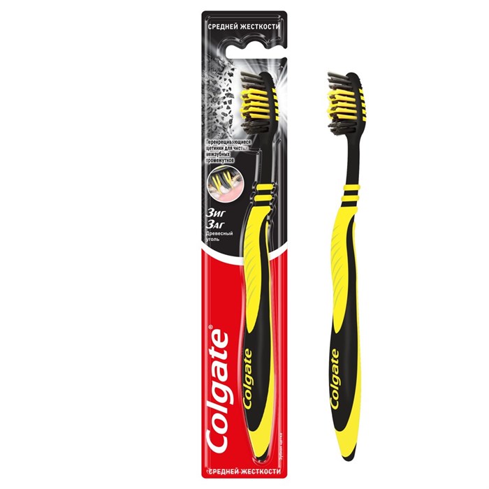Зубная щетка Colgate ЗигЗаг с древесным углём 1шт 1/72 KP-2315