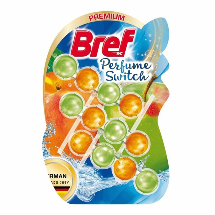 Блок для унитаза Bref Смена аромата Сочный персик и Яблоко 3х50 г 1/9 KP-2133