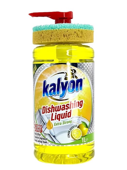 Средство для мытья посуды Kalyon Лимон с губкой 1 л 1/10 KP-2280