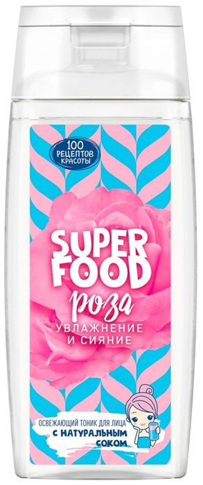 Тоник для лица Сто Рецептов Красоты Super Food Освежающий Увлажнение и сияние Роза 100 мл 1/20 KP-2569