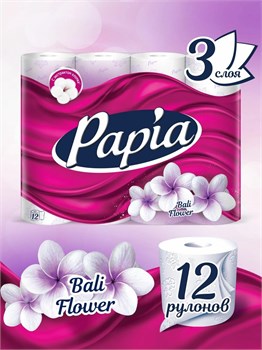 Туалетная бумага PAPIA Bali Flower 3 слоя 12 рул 1/7 KP-2475