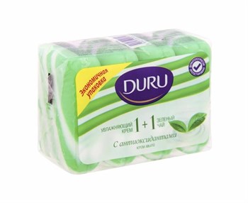 Мыло туалетное DURU 1+1 Крем+Зеленый чай 4x80 г 1/12 KP-2250