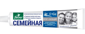 Зубная паста Весна Семейная Фтор + Кальций б/фут 90 г 1/48 KP-2173