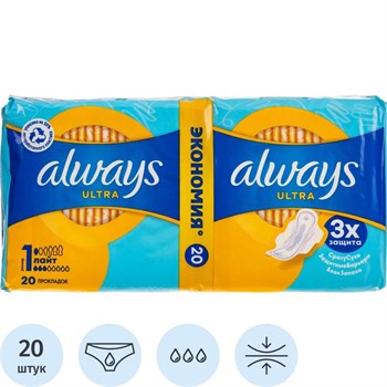 Прокладки гигиенические Always Ultra Light Duo 20 шт 1/16 KP-2421